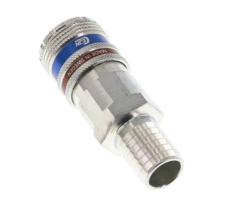 Acero/latón DN 10.4 Enchufe de seguridad para aire comprimido Pilar para manguera de 16 mm