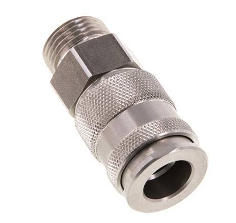 Acoplamiento de aire de acero inoxidable DN 10 Enchufe G de 1/2 pulgada macho de doble cierre