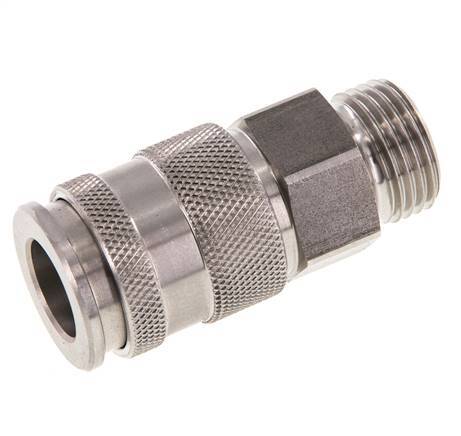 Acoplamiento de aire de acero inoxidable DN 10 Enchufe G de 1/2 pulgada macho de doble cierre
