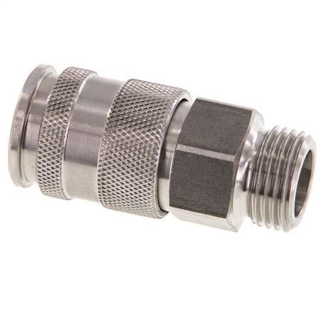 Acoplamiento de aire de acero inoxidable DN 10 Enchufe G de 1/2 pulgada macho de doble cierre