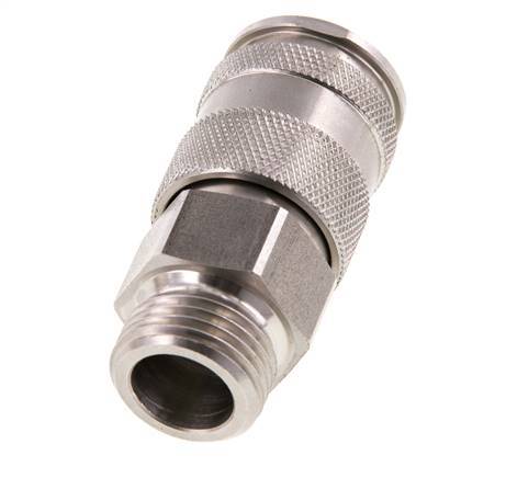 Acoplamiento de aire de acero inoxidable DN 10 Enchufe G de 1/2 pulgada macho de doble cierre