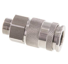 Acoplamiento de aire de acero inoxidable DN 10 Enchufe G 3/8 pulgadas macho de doble cierre