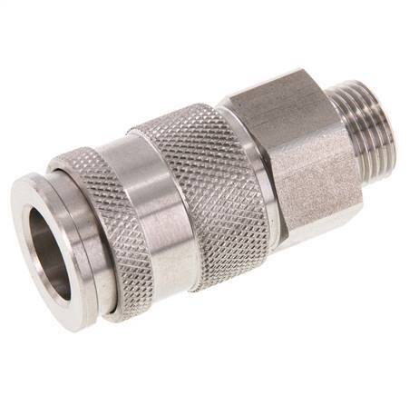 Acoplamiento de aire de acero inoxidable DN 10 Enchufe G 3/8 pulgadas macho de doble cierre
