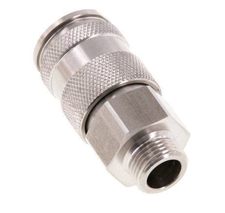 Acoplamiento de aire de acero inoxidable DN 10 Enchufe G 3/8 pulgadas macho de doble cierre