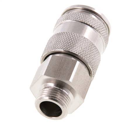 Acoplamiento de aire de acero inoxidable DN 10 Enchufe G 3/8 pulgadas macho de doble cierre
