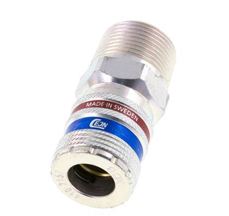 Acero/latón DN 10.4 Enchufe de seguridad para aire comprimido R 3/4 pulgadas Macho