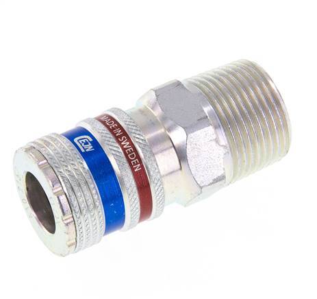 Acero/latón DN 10.4 Enchufe de seguridad para aire comprimido R 3/4 pulgadas Macho