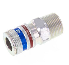 Acero/latón DN 10.4 Enchufe de seguridad para aire comprimido R 3/4 pulgadas Macho