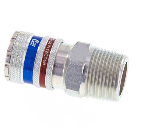 Acero/latón DN 10.4 Enchufe de seguridad para aire comprimido R 3/4 pulgadas Macho