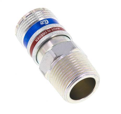 Acero/latón DN 10.4 Enchufe de seguridad para aire comprimido R 3/4 pulgadas Macho