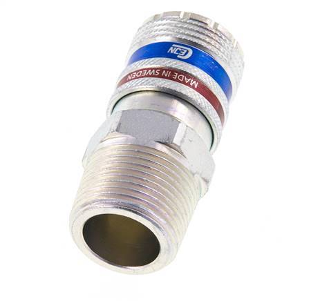 Acero/latón DN 10.4 Enchufe de seguridad para aire comprimido R 3/4 pulgadas Macho