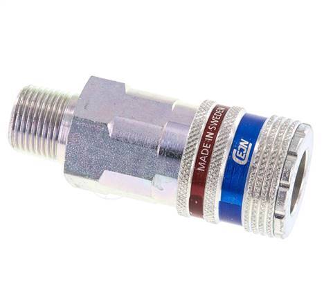 Acero/latón DN 10.4 Enchufe de seguridad para aire comprimido R 3/8 pulgadas Macho