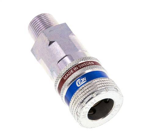 Acero/latón DN 10.4 Enchufe de seguridad para aire comprimido R 3/8 pulgadas Macho