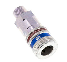 Acero/latón DN 10.4 Enchufe de seguridad para aire comprimido R 3/8 pulgadas Macho