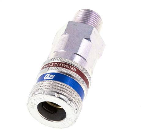 Acero/latón DN 10.4 Enchufe de seguridad para aire comprimido R 3/8 pulgadas Macho
