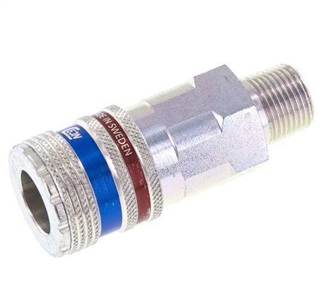 Acero/latón DN 10.4 Enchufe de seguridad para aire comprimido R 3/8 pulgadas Macho