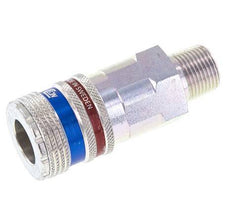 Acero/latón DN 10.4 Enchufe de seguridad para aire comprimido R 3/8 pulgadas Macho