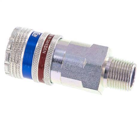 Acero/latón DN 10.4 Enchufe de seguridad para aire comprimido R 3/8 pulgadas Macho