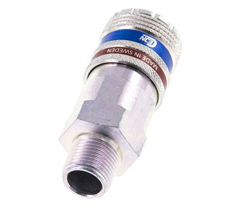 Acero/latón DN 10.4 Enchufe de seguridad para aire comprimido R 3/8 pulgadas Macho