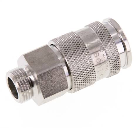 Acero inoxidable 316L DN 10 Acoplamiento de aire Enchufe G 3/8 pulgadas Macho Doble cierre