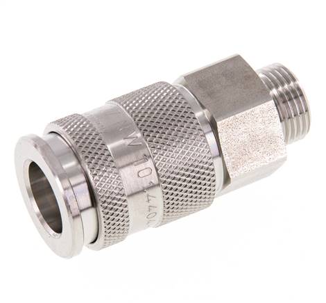 Acero inoxidable 316L DN 10 Acoplamiento de aire Enchufe G 3/8 pulgadas Macho Doble cierre
