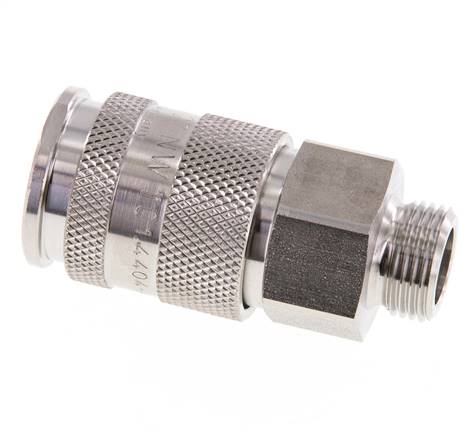 Acero inoxidable 316L DN 10 Acoplamiento de aire Enchufe G 3/8 pulgadas Macho Doble cierre