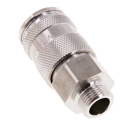 Acero inoxidable 316L DN 10 Acoplamiento de aire Enchufe G 3/8 pulgadas Macho Doble cierre