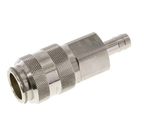 Nickel-plated Brass DN 15 Air Coupling Socket 13 mm Hose Pillar Double Shut-Off