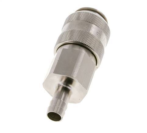 Nickel-plated Brass DN 15 Air Coupling Socket 13 mm Hose Pillar Double Shut-Off