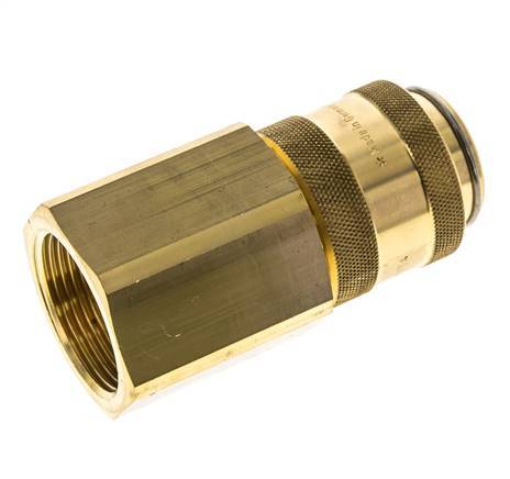 Brass DN 19 Air Coupling Socket G 1 1/4 inch Female Double Shut-Off