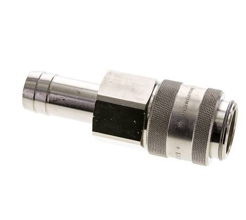 Nickel-plated Brass DN 19 Air Coupling Socket 25 mm Hose Pillar Double Shut-Off