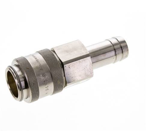 Nickel-plated Brass DN 19 Air Coupling Socket 25 mm Hose Pillar Double Shut-Off