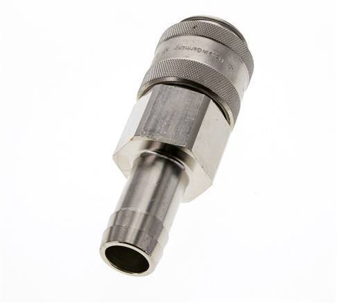 Nickel-plated Brass DN 19 Air Coupling Socket 25 mm Hose Pillar Double Shut-Off