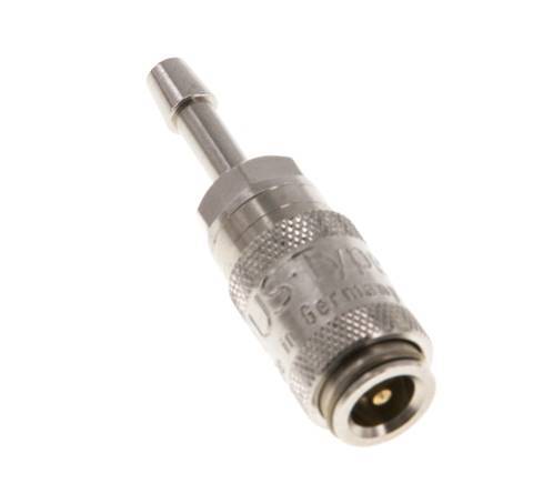 Nickel-plated Brass DN 2.7 (Micro) Air Coupling Socket 3 mm Hose Pillar Double Shut-Off