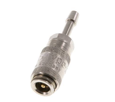 Nickel-plated Brass DN 2.7 (Micro) Air Coupling Socket 3 mm Hose Pillar Double Shut-Off
