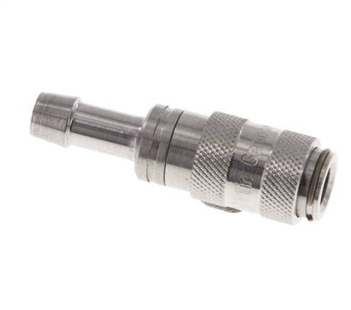 Stainless Steel 316L DN 2.7 (Micro) Air Coupling Socket 5 mm Hose Pillar Double Shut-Off