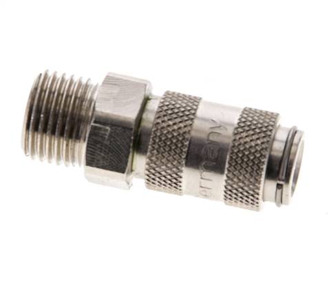 Latón niquelado DN 2,7 (Micro) Acoplamiento de aire Enchufe G 1/8 pulg Macho Doble cierre