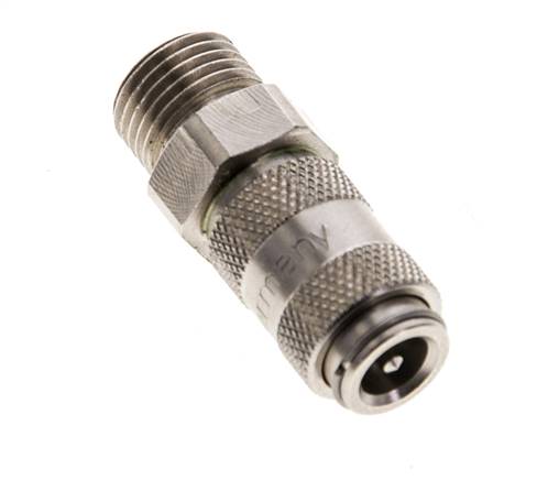 Latón niquelado DN 2,7 (Micro) Acoplamiento de aire Enchufe G 1/8 pulg Macho Doble cierre