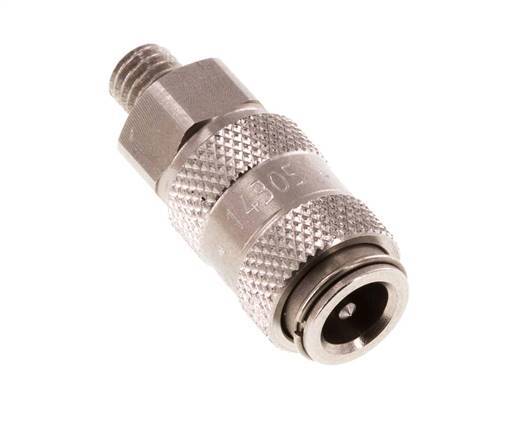Stainless steel DN 2.7 (Micro) Air Coupling Socket M5 Male Double Shut-Off