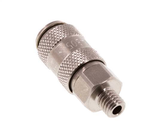 Stainless steel DN 2.7 (Micro) Air Coupling Socket M5 Male Double Shut-Off