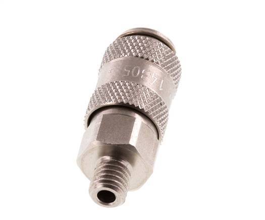 Stainless steel DN 2.7 (Micro) Air Coupling Socket M5 Male Double Shut-Off
