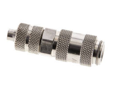 Nickel-plated Brass DN 2.7 (Micro) Air Coupling Socket 4x6 mm Union Nut Double Shut-Off