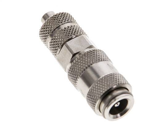 Nickel-plated Brass DN 2.7 (Micro) Air Coupling Socket 4x6 mm Union Nut Double Shut-Off
