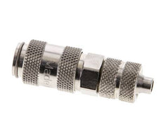 Nickel-plated Brass DN 2.7 (Micro) Air Coupling Socket 4x6 mm Union Nut Double Shut-Off