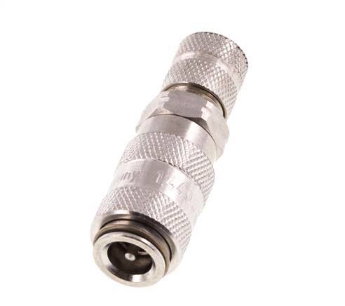 Stainless Steel 316L DN 2.7 (Micro) Air Coupling Socket 3x4.3 mm Union Nut Double Shut-Off