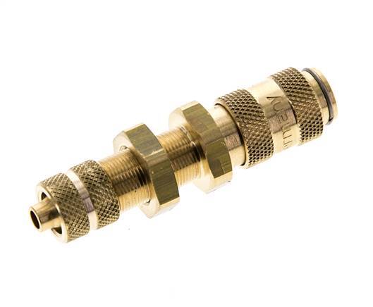 Brass DN 2.7 (Micro) Air Coupling Socket 4x6 mm Union Nut Bulkhead