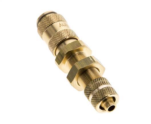 Brass DN 2.7 (Micro) Air Coupling Socket 4x6 mm Union Nut Bulkhead