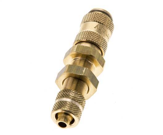 Brass DN 2.7 (Micro) Air Coupling Socket 4x6 mm Union Nut Bulkhead