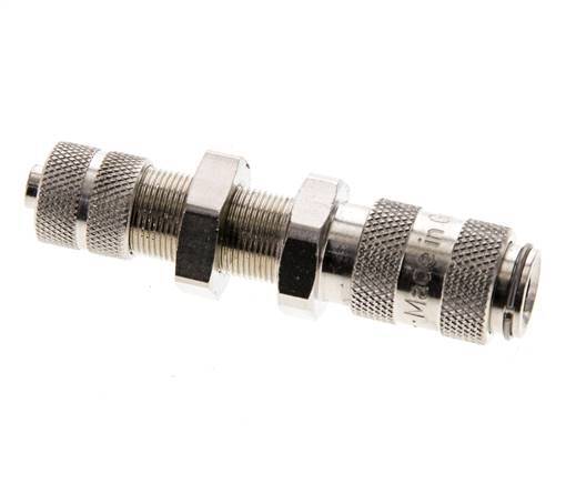 Nickel-plated Brass DN 2.7 (Micro) Air Coupling Socket 4x6 mm Union Nut Bulkhead