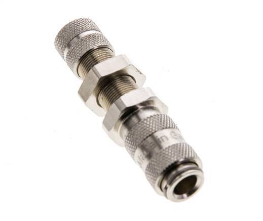 Nickel-plated Brass DN 2.7 (Micro) Air Coupling Socket 4x6 mm Union Nut Bulkhead